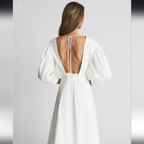 Christie Puff Sleeve Plunge Midi Dress Size 10 - Picture 6 of 14